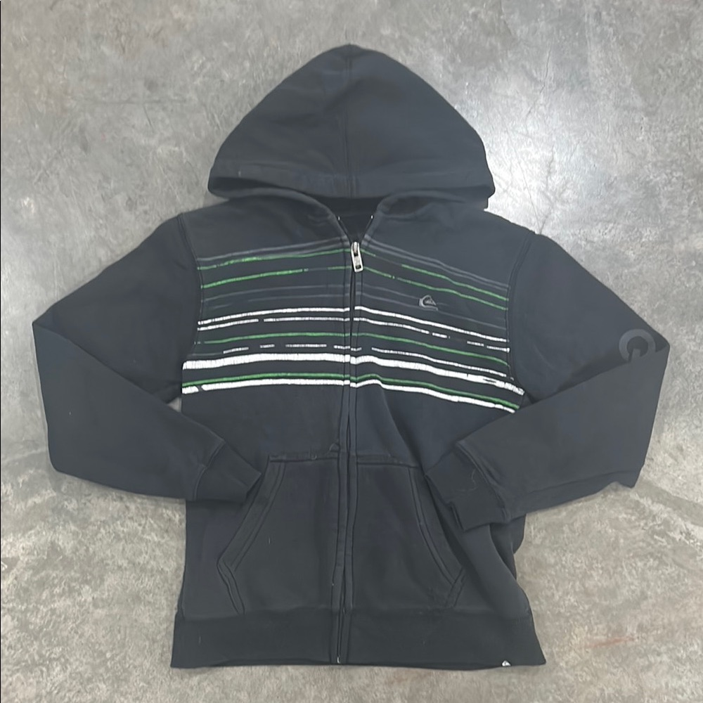 Kids Black and Green Striped Hoodie